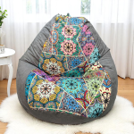 Ghế Lười Hạt Xốp Quả Lê Họa Tiết Thổ Cẩm Độc Đáo