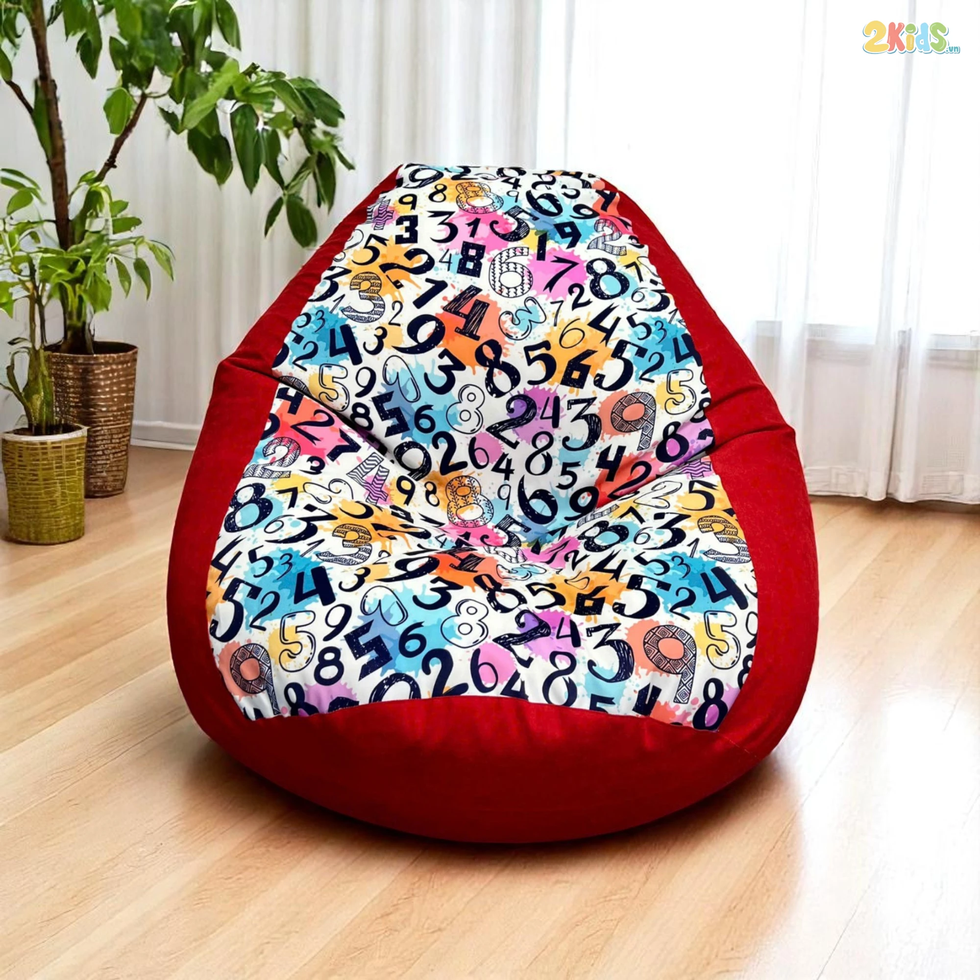 Ghế Lười Hạt Xốp Số Học Cho Bé Màu Đỏ