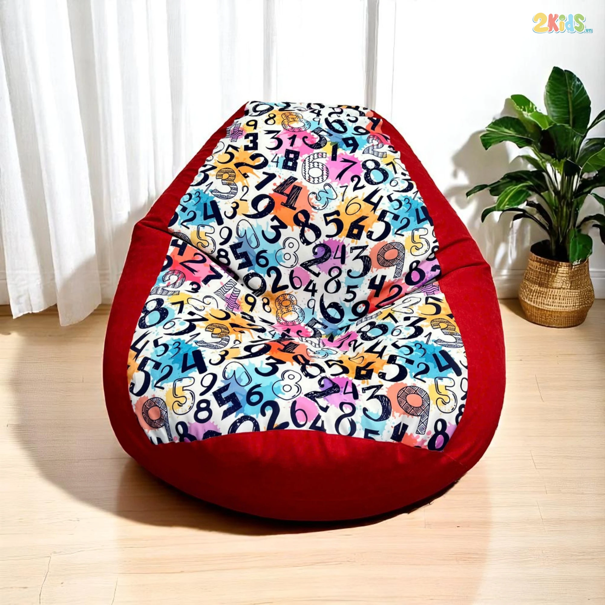 Ghế Lười Hạt Xốp Số Học Cho Bé Màu Đỏ
