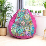 Ghế Lười Hạt Xốp Thổ Cẩm Màu Hồng