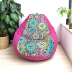 Ghế Lười Hạt Xốp Thổ Cẩm Màu Hồng