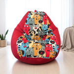 Ghế Lười Hạt Xốp Tựa Lưng Hình Thú Màu Đỏ