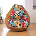 Ghế Lười Hạt Xốp Tựa Lưng Hình Thú Màu Nâu