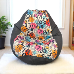 Ghế Lười Hạt Xốp Tựa Lưng Số Học Màu Xám