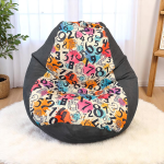 Ghế Lười Hạt Xốp Tựa Lưng Số Học Màu Xám