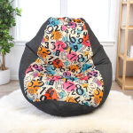 Ghế Lười Hạt Xốp Tựa Lưng Số Học Màu Xám