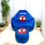 Ghế Lười Hạt Xốp Vải Nhung Hình Siêu Nhân Spiderman