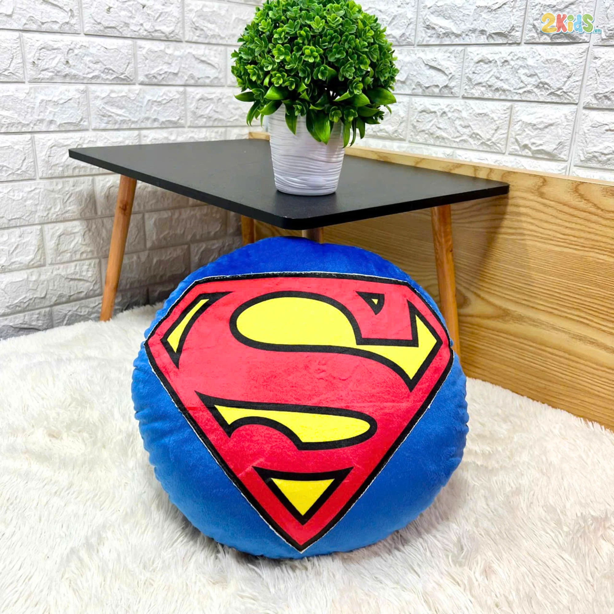 Ghế Lười Hạt Xốp Vải Nhung Hình Siêu Nhân Superman