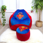 Ghế Lười Hạt Xốp Vải Nhung Hình Siêu Nhân Superman