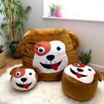 Ghế Lười Hình Thú Vải Nhung Lạnh Họa Tiết Chó Nâu