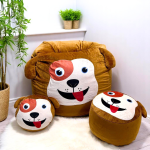 Ghế Lười Hình Thú Vải Nhung Lạnh Họa Tiết Chó Nâu