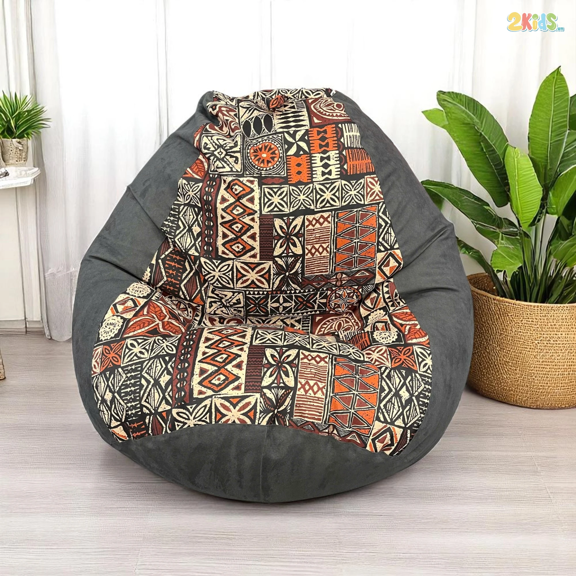 Ghế Lười Thư Giãn Dáng Lê Họa Tiết Thổ Cẩm