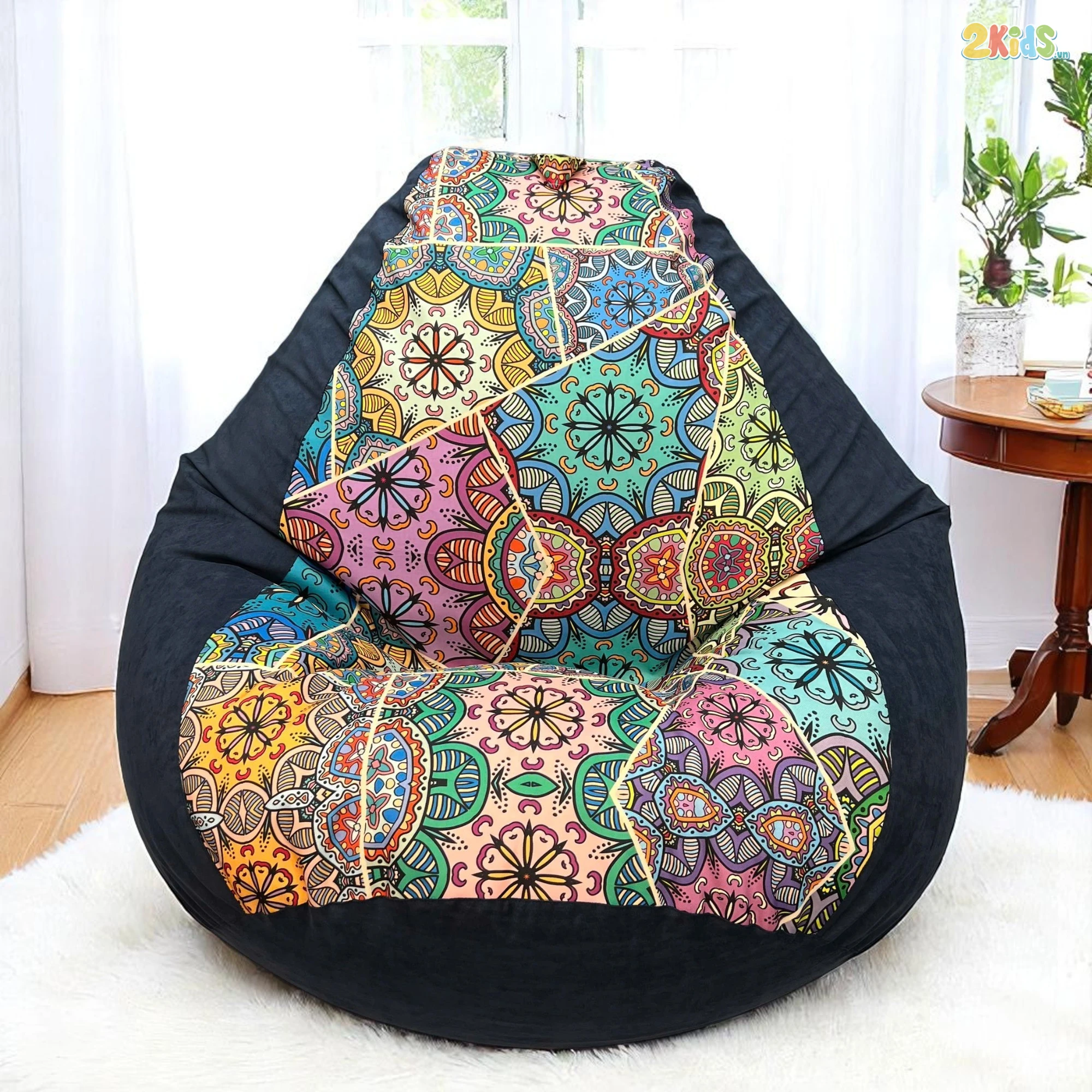 Ghế Lười Hạt Xốp Họa Tiết Thổ Cẩm Chống Thấm