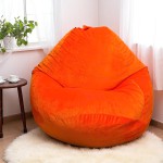 Ghế Lười Hạt Xốp Giọt Nước Vải Nhung Màu Cam