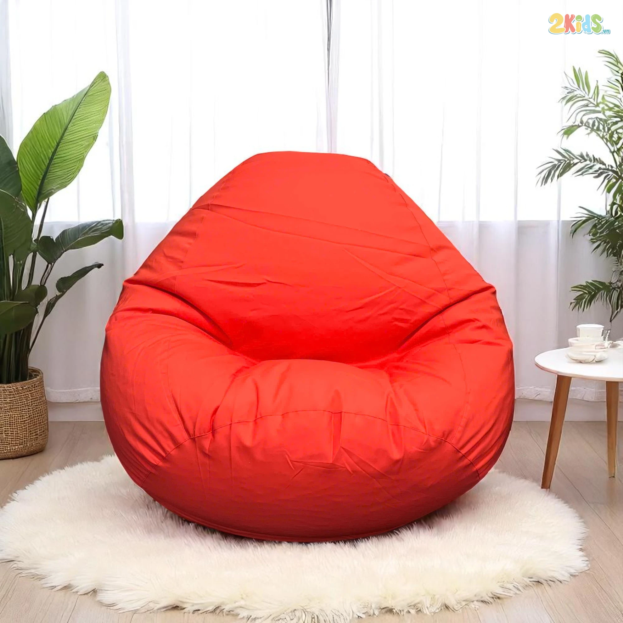 Ghế Lười Hạt Xốp Giọt Nước Vải Kaki Màu Cam