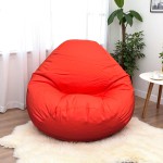 Ghế Lười Hạt Xốp Giọt Nước Vải Kaki Màu Cam