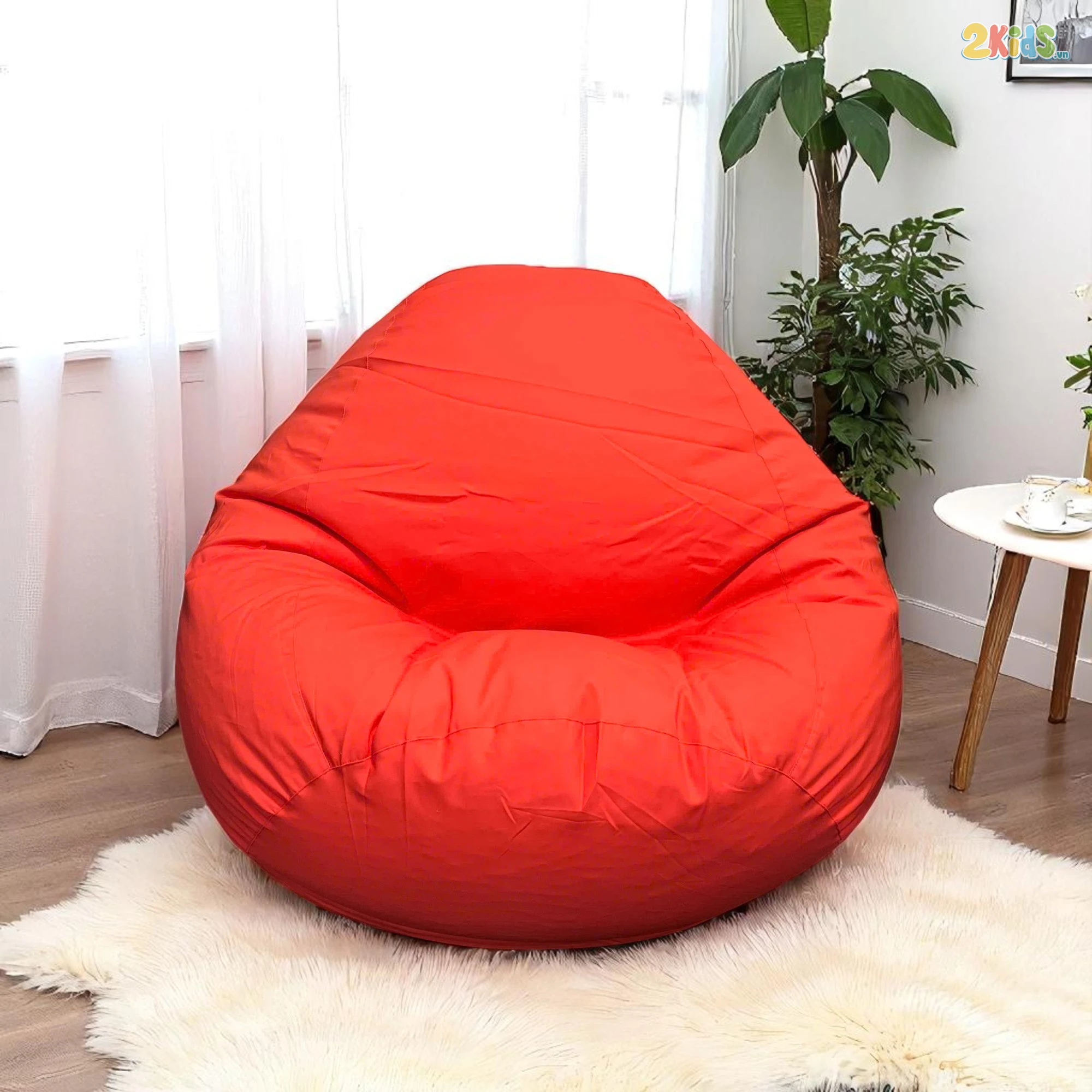 Ghế Lười Hạt Xốp Giọt Nước Vải Kaki Màu Cam