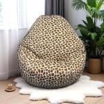 Ghế Lười Hạt Xốp Giọt Nước Vải Nhung Màu Da Nâu