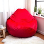 Ghế Lười Hạt Xốp Vải nhung Màu Đỏ Hình Giọt Nước