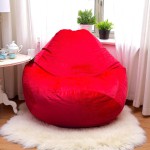 Ghế Lười Hạt Xốp Vải nhung Màu Đỏ Hình Giọt Nước