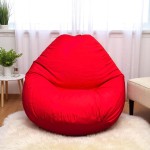 Ghế Lười Hạt Xốp Dáng Quả Lê Vải Kaki Màu Đỏ