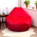 Ghế Lười Hạt Xốp Vải nhung Màu Đỏ Hình Giọt Nước