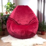 Ghế Lười Hạt Xốp Vải Nhung Đọc Sách Thư Giãn Màu Đỏ