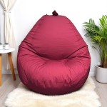 Ghế Lười Hạt Xốp Tựa Lưng Thư Giãn Vải Kaki Màu Đỏ Mận