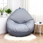 Ghế Lười Hạt Xốp Tựa Lưng Màu Ghi