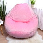 Ghế Lười Hạt Xốp vải Nhung Thư Giãn Màu Hồng