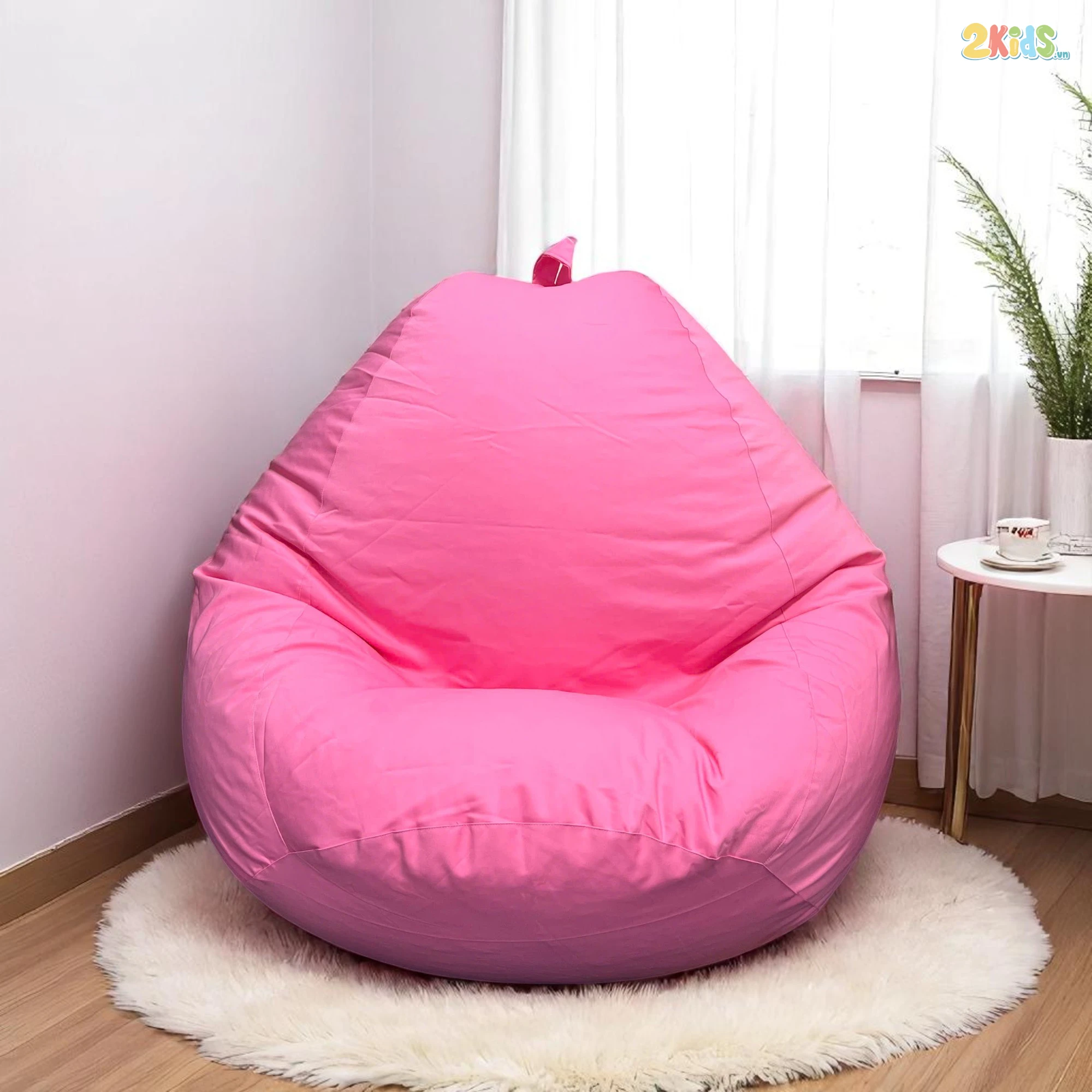 Ghế Lười Hạt Xốp Thư Giãn Vải Kaki Màu Hồng