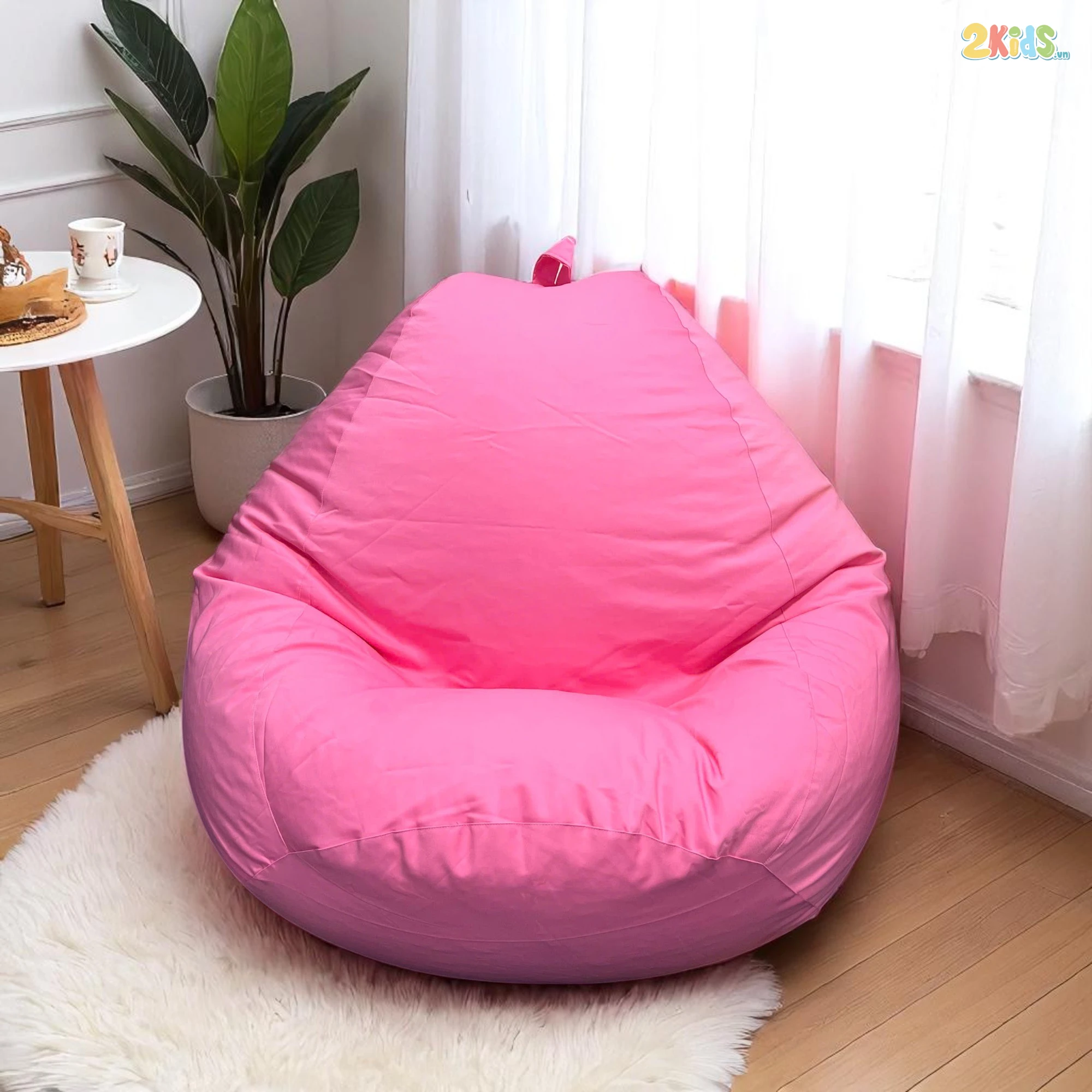 Ghế Lười Hạt Xốp Thư Giãn Vải Kaki Màu Hồng