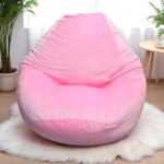 Ghế Lười Hạt Xốp vải Nhung Thư Giãn Màu Hồng