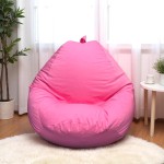 Ghế Lười Hạt Xốp Thư Giãn Vải Kaki Màu Hồng