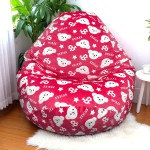 Ghế Lười Hạt Xốp Vải Nhung Màu Hồng Phối Họa Tiết