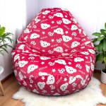 Ghế Lười Hạt Xốp Vải Nhung Màu Hồng Phối Họa Tiết