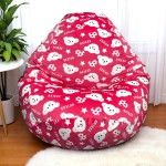 Ghế Lười Hạt Xốp Vải Nhung Màu Hồng Phối Họa Tiết