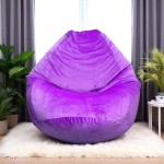Ghế Lười Hạt Xốp Vải Nhung Màu Tím Hình Giọt Nước