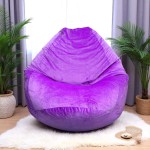 Ghế Lười Hạt Xốp Vải Nhung Màu Tím Hình Giọt Nước