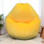 Ghế Lười Hạt Xốp Vải Nhung Màu Vàng Dáng Quả Lê