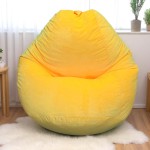 Ghế Lười Hạt Xốp Vải Nhung Màu Vàng Dáng Quả Lê