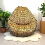 Ghế Lười Hạt Xốp Giọt Nước Vải Nhung Màu Vàng Phối Họa Tiết