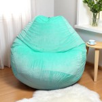 Ghế Lười Hạt Xốp Vải Nhung Màu Xanh Dáng Quả Lê