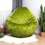 Ghế Lười Hạt Xốp Vải Nhung Màu Xanh Dáng Quả Lê