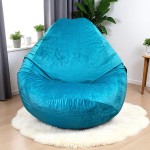 Ghế Lười Hạt Xốp Thư Giãn Vải Nhung Màu Xanh