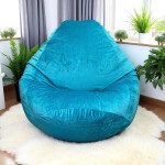 Ghế Lười Hạt Xốp Tựa Lưng Màu Xanh Vải Nhung