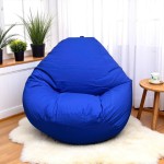 Ghế Lười Hạt Xốp Chống Thấm Vải Kaki Màu Xanh Dương