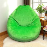 Ghế Lười Hạt Xốp Vải Nhung Màu Xanh Lá Vải Nhung Dáng Quả Lê