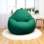 Ghế Lười Hạt Xốp Giọt Nước Vải Kaki Màu Xanh