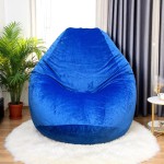 Ghế Lười Hạt Xốp Tựa Lưng Vải Nhung Màu Xanh